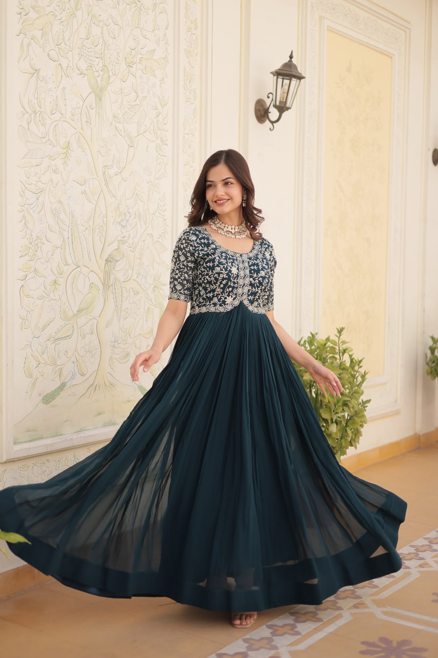 RAMA COLOR DESIGNER ZARI SEQUINS WORK GOWN