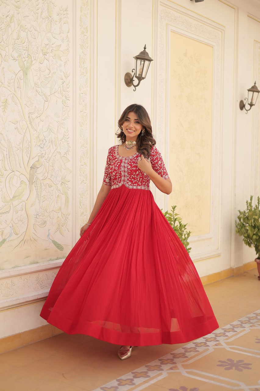 RAMA COLOR DESIGNER ZARI SEQUINS WORK GOWN