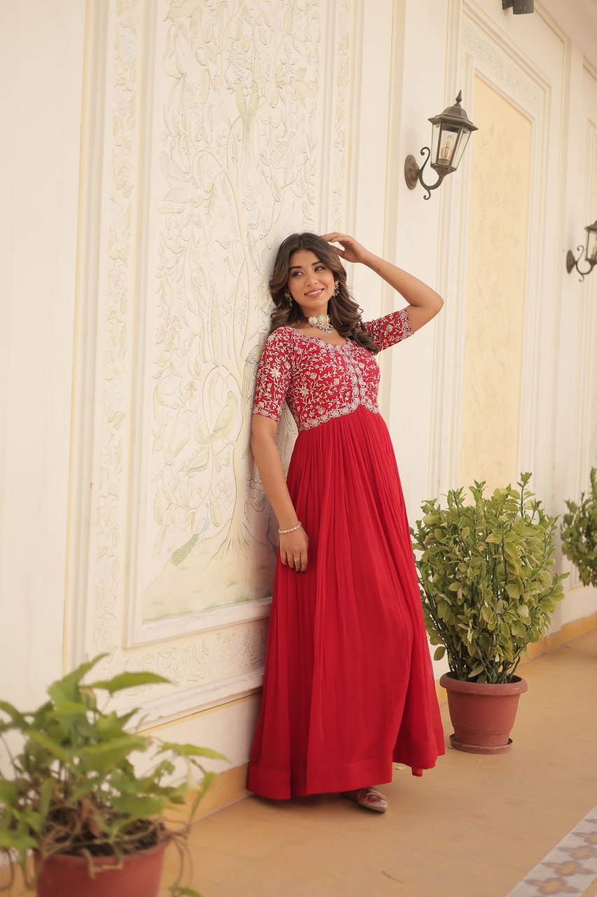 RAMA COLOR DESIGNER ZARI SEQUINS WORK GOWN