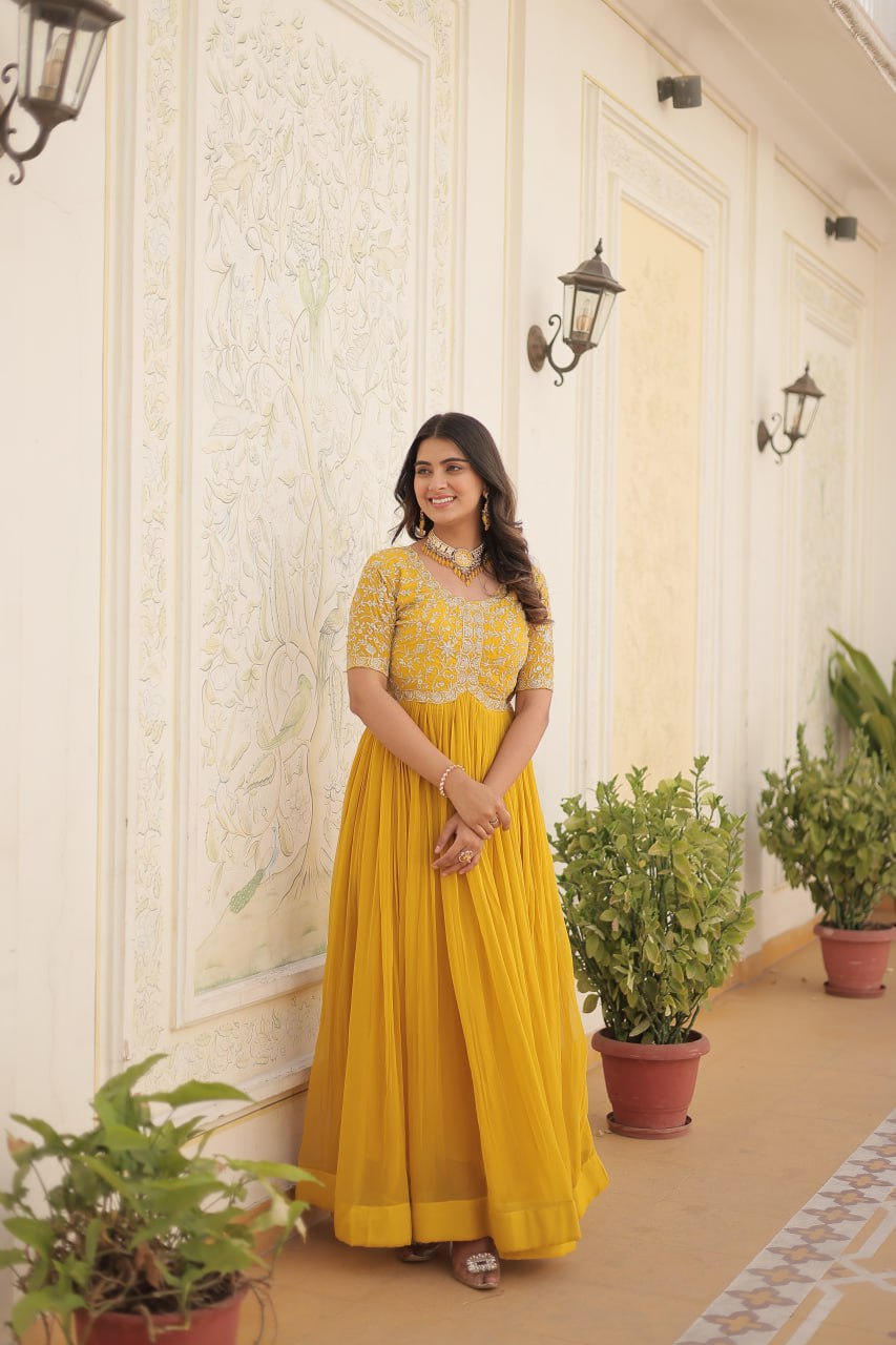 RAMA COLOR DESIGNER ZARI SEQUINS WORK GOWN