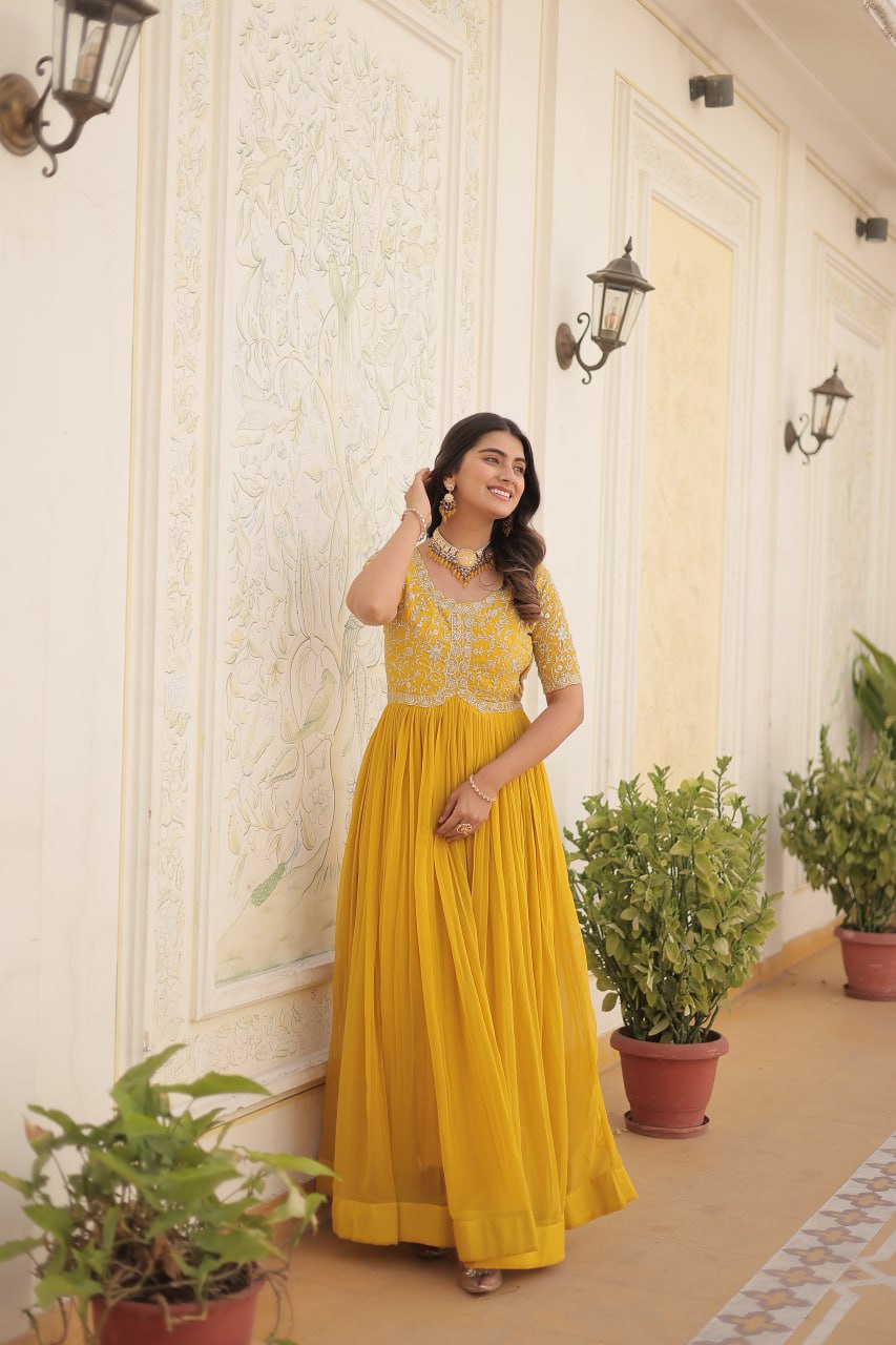 RAMA COLOR DESIGNER ZARI SEQUINS WORK GOWN