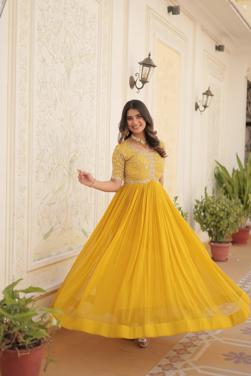 RAMA COLOR DESIGNER ZARI SEQUINS WORK GOWN