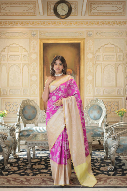 TRADITIONAL PINK COLOR KANJIVARAM SILK SAREE