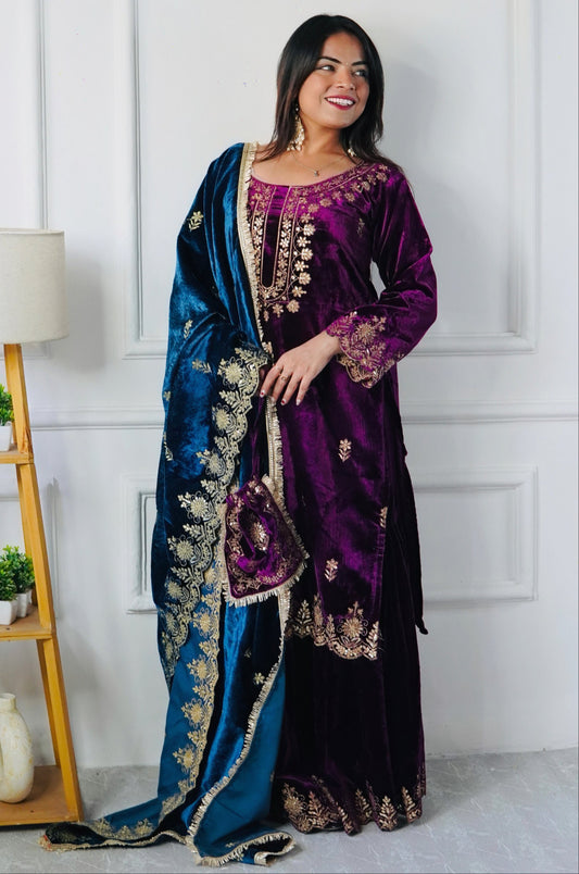 NAVELI Viscose Velvet  Sharara Suit